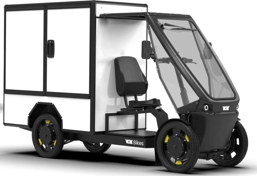 VOK XL, czterokołowy elektryczny rower cargo z zabudową kontenerową